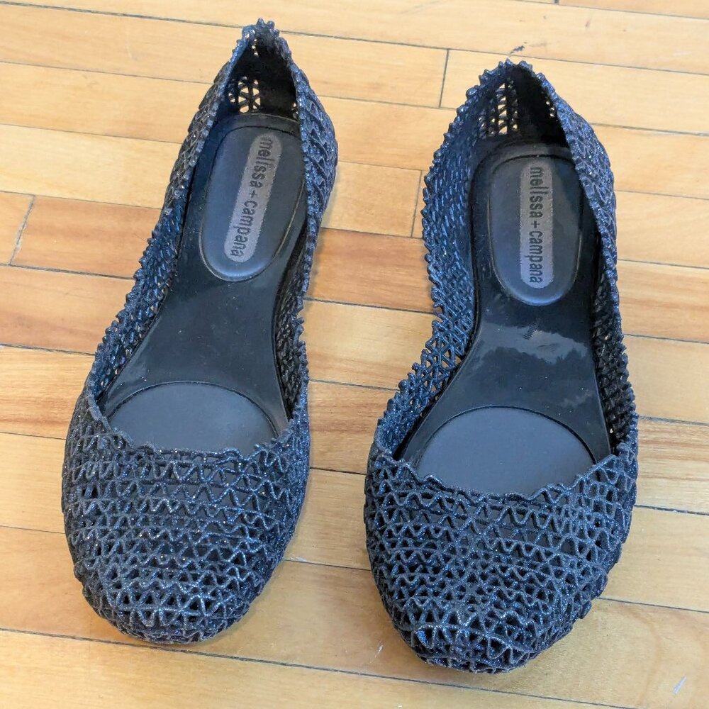 Melissa Campana flats in black glitter